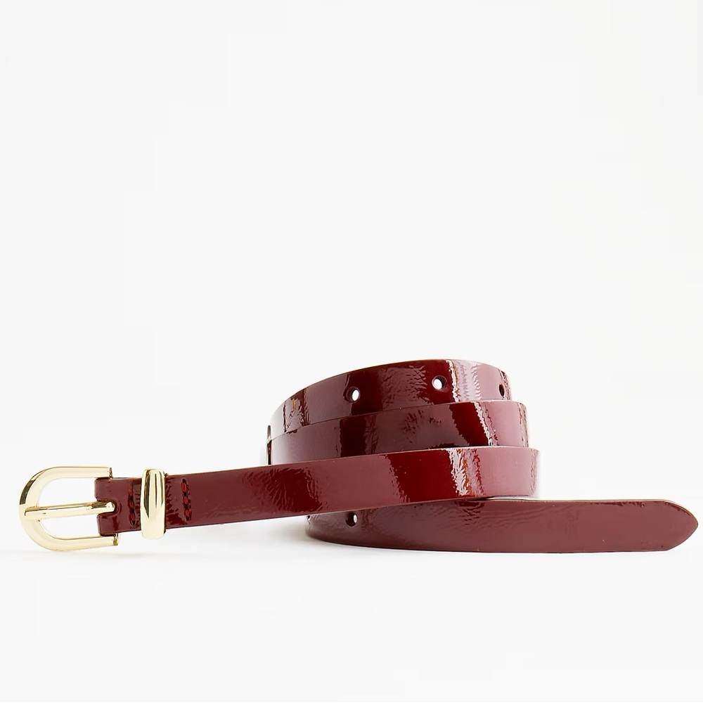 NWT J.Crew Oval-buckle Skinny Belt In Vintage Burgundy